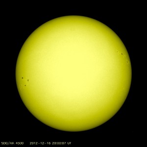 Solar Disk as of December 16, 2012