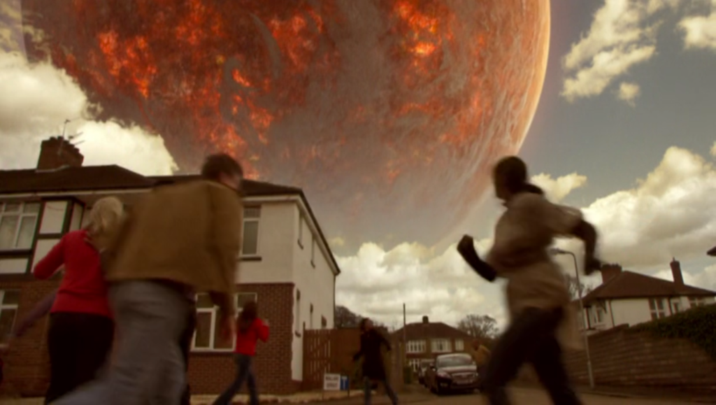Gallifrey in the Skies of Earth Causing Panic (from Doctor Who episode S04E18)